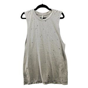 Ema & Sam Distressed Tank Top Womens Medium M‎ Grunge Striped Supima Cotton